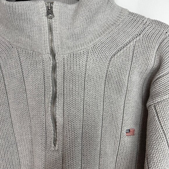 Ralph Lauren Polo Jeans Co. Size XXL Grey Ribbed Half-Zip Sweater 100% Cotton - Picture 2 of 7